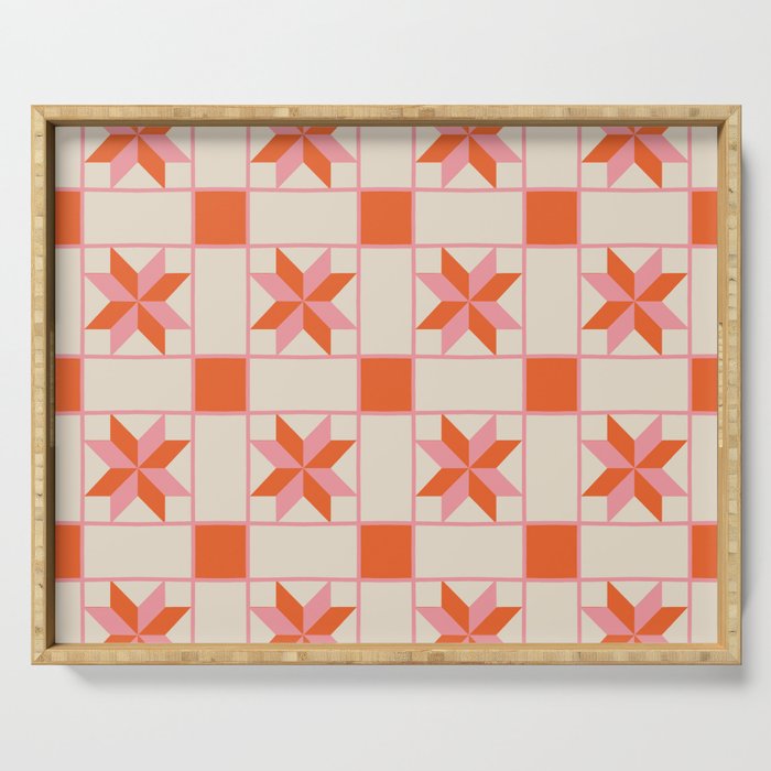 Vibrant Star Quilt Pattern Serving Tray Gallery Image 1