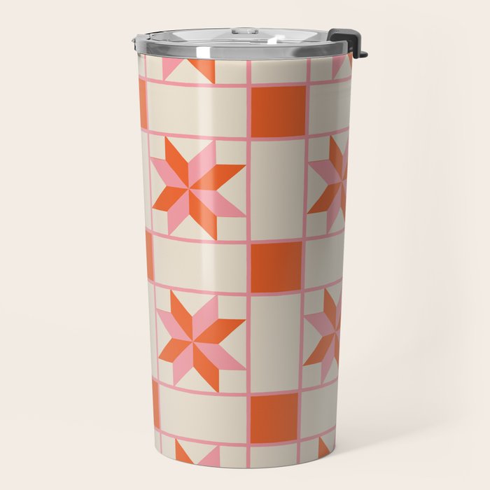 Vibrant Star Quilt Pattern Travel Mug Gallery Image 2