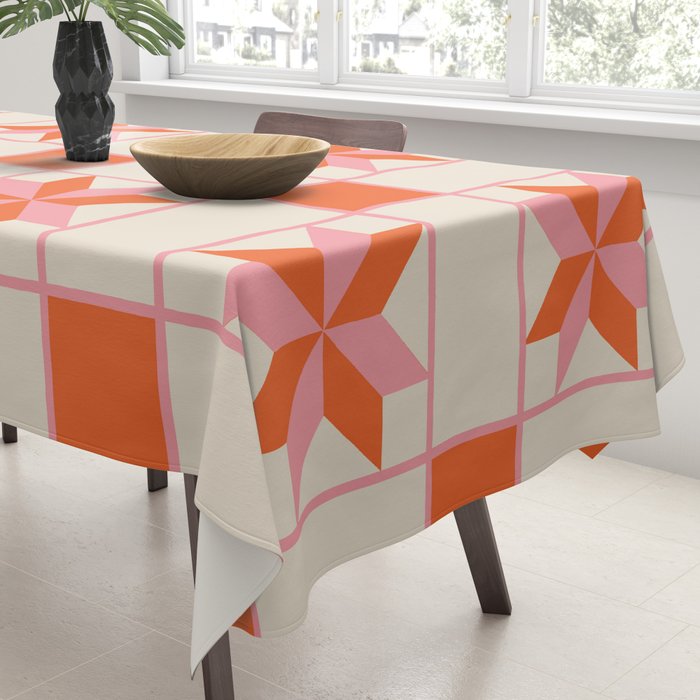 Vibrant Star Quilt Pattern Tablecloth Gallery Image 3