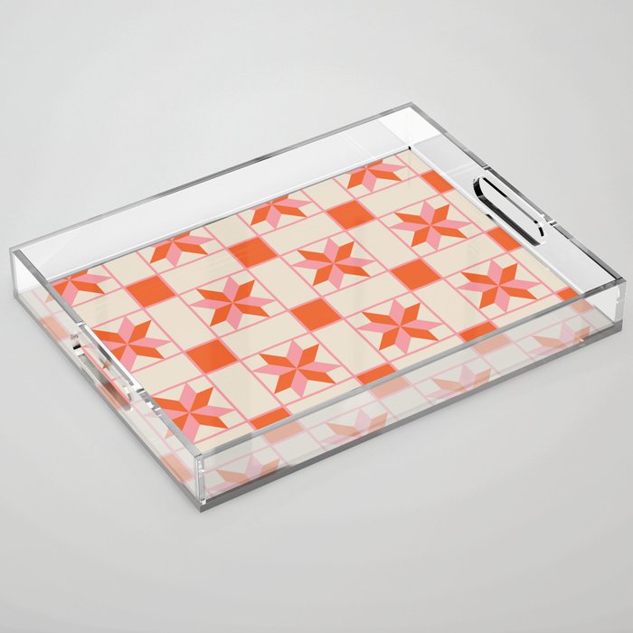 Vibrant Star Quilt Pattern Acrylic Tray Gallery Image 1