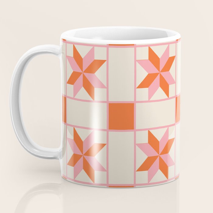 Vibrant Star Quilt Pattern Coffee Mug Gallery Image 3