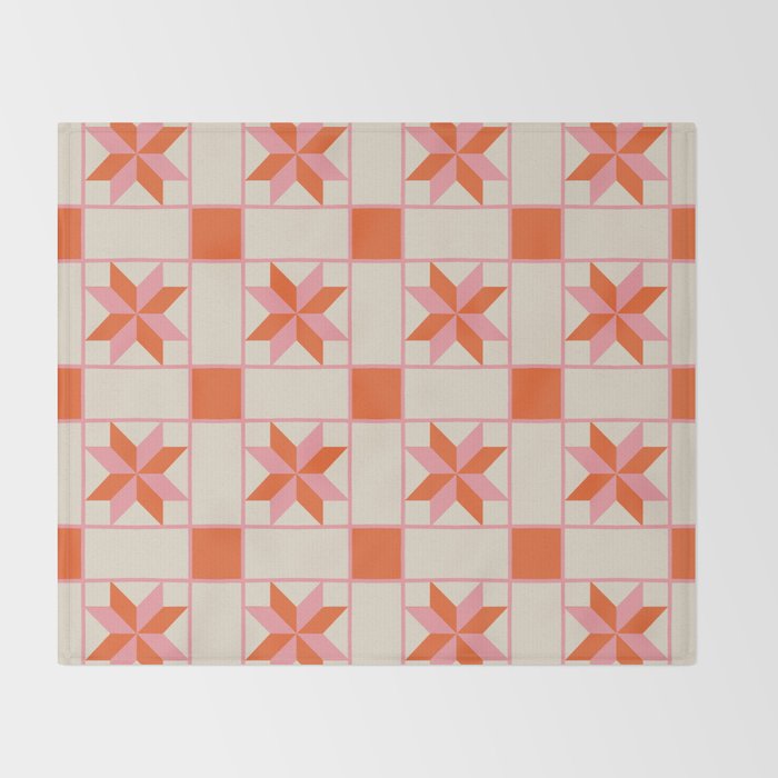 Vibrant Star Quilt Pattern Throw Blanket Gallery Image 2