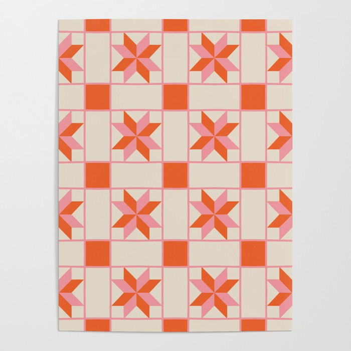 Vibrant Star Quilt Pattern Poster Gallery Image 1
