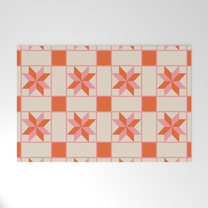 Vibrant Star Quilt Pattern Welcome Mat Gallery Image 1