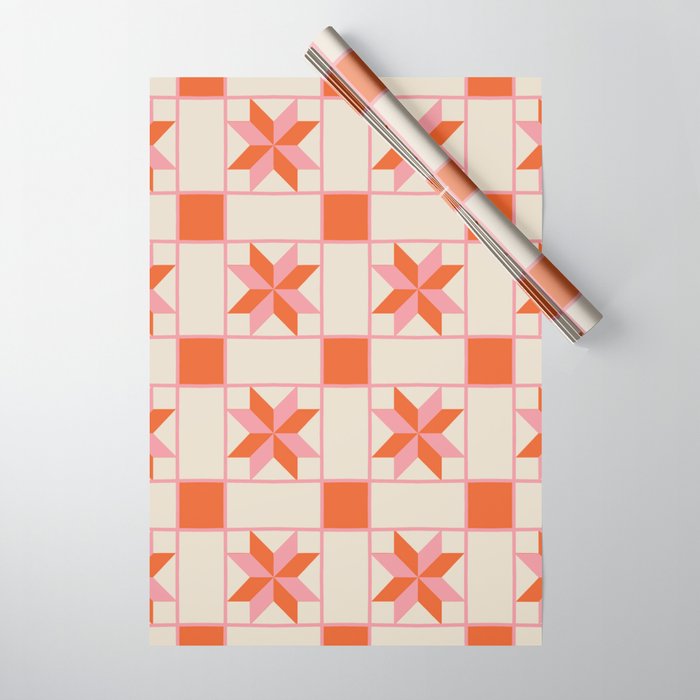 Vibrant Star Quilt Pattern Wrapping Paper Gallery Image 1