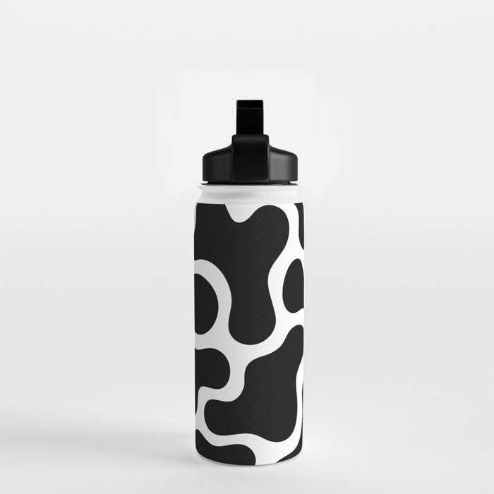 Abstract black and white organic shape pattern Water Bottle Gallery Image 2