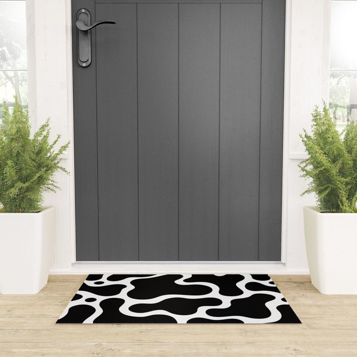 Abstract black and white organic shape pattern Welcome Mat Gallery Image 3