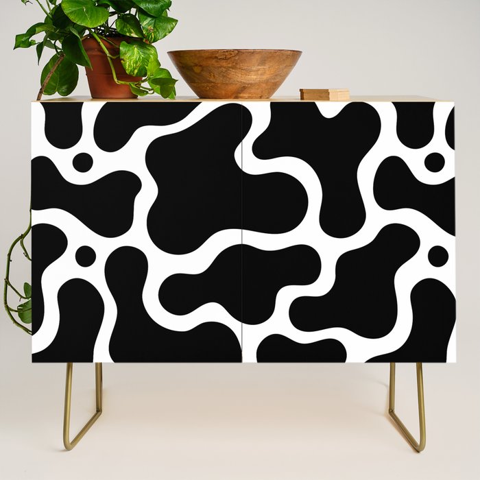 Abstract black and white organic shape pattern Credenza Gallery Image 1
