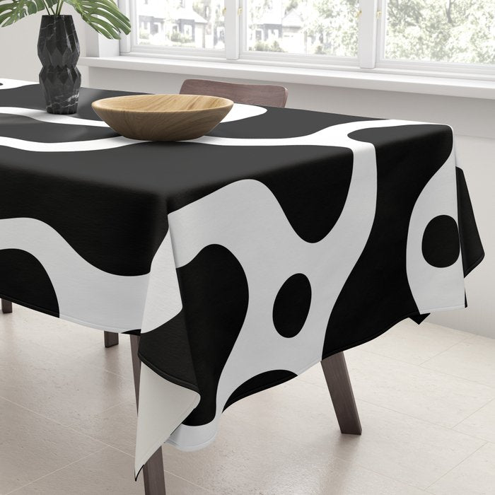 Abstract black and white organic shape pattern Tablecloth Gallery Image 3