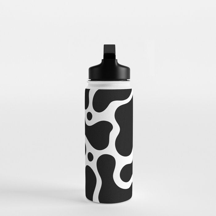 Abstract black and white organic shape pattern Water Bottle Gallery Image 3