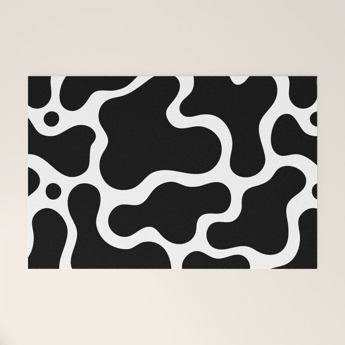 Abstract black and white organic shape pattern Welcome Mat Gallery Image 1