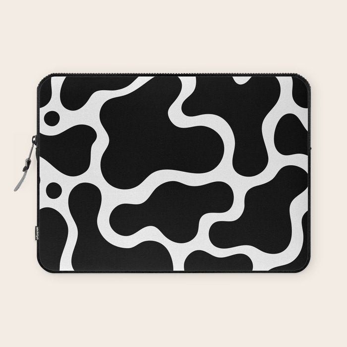 Abstract black and white organic shape pattern Laptop Sleeve Gallery Image 1