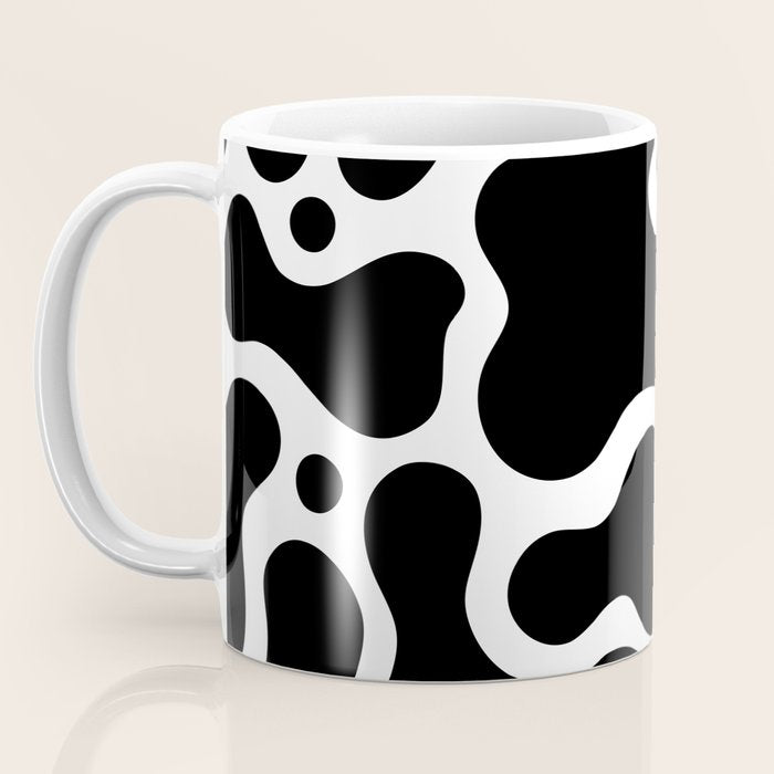 Abstract black and white organic shape pattern Coffee Mug Gallery Image 3