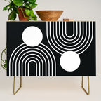 Mid Century Modern Geometric 191 in White and Black Credenza Gallery Image 1