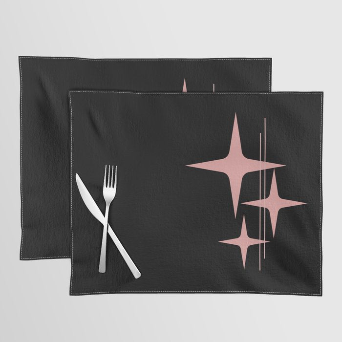 Atomic 50s Retro Star Trio in Vintage Pink and Black Placemat Gallery Image 1