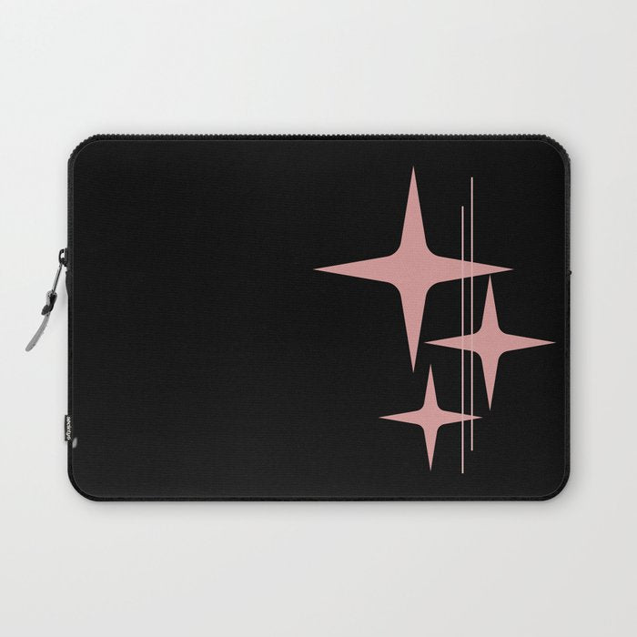 Atomic 50s Retro Star Trio in Vintage Pink and Black Laptop Sleeve Gallery Image 1