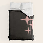 Atomic 50s Retro Star Trio in Vintage Pink and Black Duvet Cover Gallery Image 6