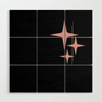 Atomic 50s Retro Star Trio in Vintage Pink and Black Wood Wall Art Gallery Image 1