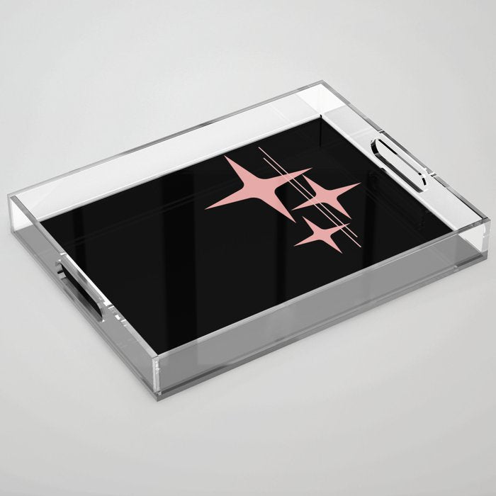 Atomic 50s Retro Star Trio in Vintage Pink and Black Acrylic Tray Gallery Image 1