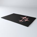 Atomic 50s Retro Star Trio in Vintage Pink and Black Rug Gallery Image 3