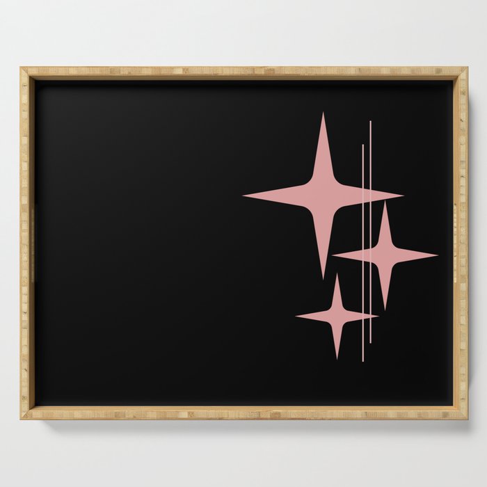 Atomic 50s Retro Star Trio in Vintage Pink and Black Serving Tray Gallery Image 1
