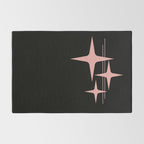 Atomic 50s Retro Star Trio in Vintage Pink and Black Rug Gallery Image 2