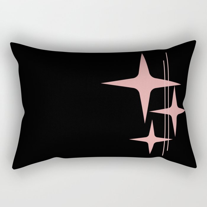 Atomic 50s Retro Star Trio in Vintage Pink and Black Rectangular Pillow Gallery Image 1