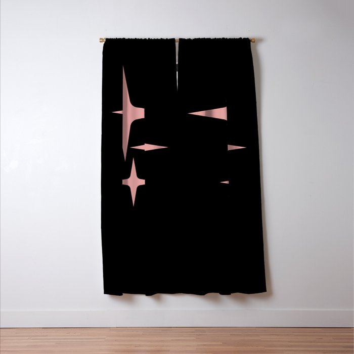 Atomic 50s Retro Star Trio in Vintage Pink and Black Window Curtain Gallery Image 3