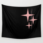 Atomic 50s Retro Star Trio in Vintage Pink and Black Wall Tapestry Gallery Image 4