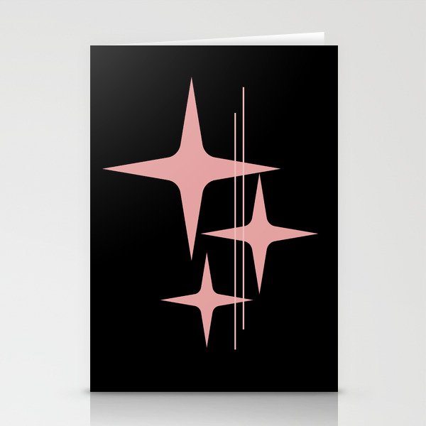 Atomic 50s Retro Star Trio in Vintage Pink and Black Stationery Card Gallery Image 1