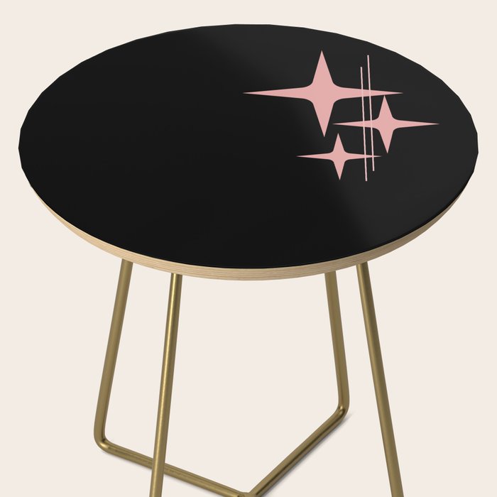 Atomic 50s Retro Star Trio in Vintage Pink and Black Side Table Gallery Image 2