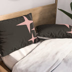 Atomic 50s Retro Star Trio in Vintage Pink and Black Pillow Sham Gallery Image 2