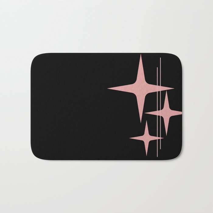 Atomic 50s Retro Star Trio in Vintage Pink and Black Bath Mat Gallery Image 1