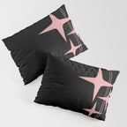 Atomic 50s Retro Star Trio in Vintage Pink and Black Pillow Sham Gallery Image 3
