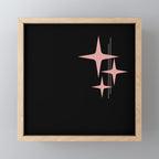 Atomic 50s Retro Star Trio in Vintage Pink and Black Mini Art Print Gallery Image 1