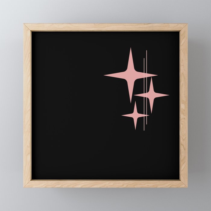 Atomic 50s Retro Star Trio in Vintage Pink and Black Mini Art Print Gallery Image 1