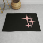 Atomic 50s Retro Star Trio in Vintage Pink and Black Rug Gallery Image 1