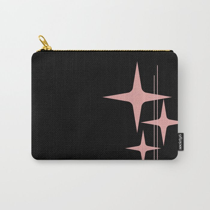 Atomic 50s Retro Star Trio in Vintage Pink and Black Carry All Pouch Gallery Image 1