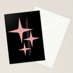 Atomic 50s Retro Star Trio in Vintage Pink and Black Stationery Card Gallery Image 2