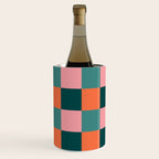 Retro Teal Green and Orange Checkerboard Wine Chiller Gallery Image 3