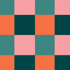 Retro Teal Green and Orange Checkerboard Coffee Mug Gallery Image 2