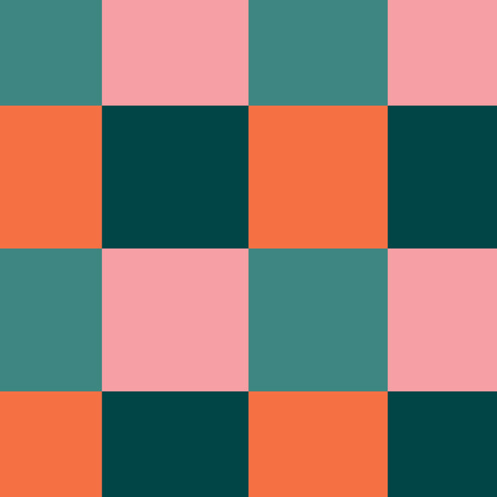 Retro Teal Green and Orange Checkerboard Coffee Mug Gallery Image 2