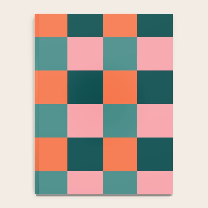 Retro Teal Green and Orange Checkerboard Notebook Gallery Image 4