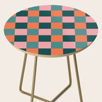 Retro Teal Green and Orange Checkerboard Side Table Gallery Image 2
