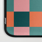 Retro Teal Green and Orange Checkerboard Laptop Sleeve Gallery Image 3