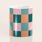 Retro Teal Green and Orange Checkerboard Coffee Mug Gallery Image 4