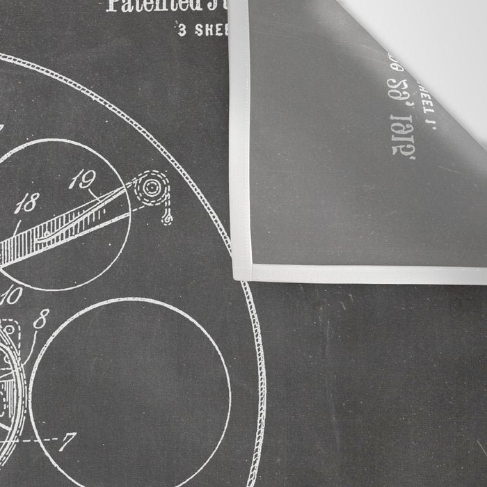 Film Reel Patent - Classic Cinema Art - Black Chalkboard Wall Tapestry Gallery Image 3