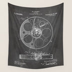 Film Reel Patent - Classic Cinema Art - Black Chalkboard Wall Tapestry Gallery Image 4