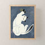  white cat on a blue background Mini Art Print Gallery Image 1