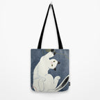  white cat on a blue background Tote Bag Gallery Image 2
